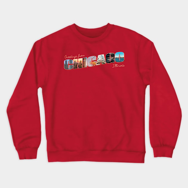 Greetings from Chicago in Illinois Vintage style retro souvenir Crewneck Sweatshirt by DesignerPropo